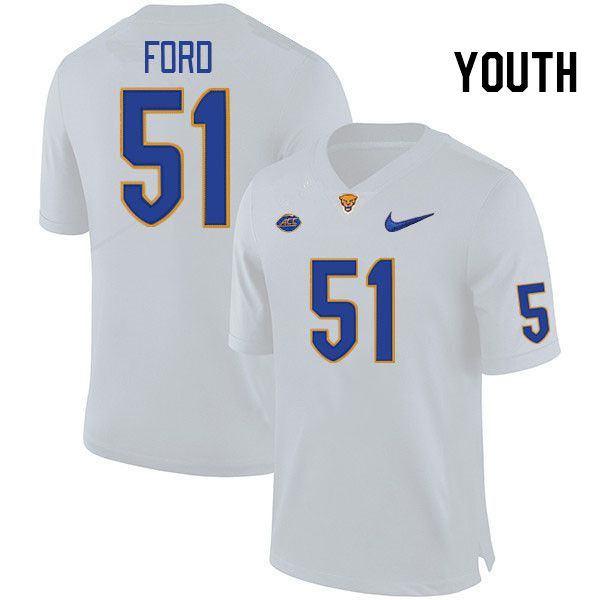 Youth #51 Dorien Ford Pitt Panthers College Football Jerseys Stitched Sale-White